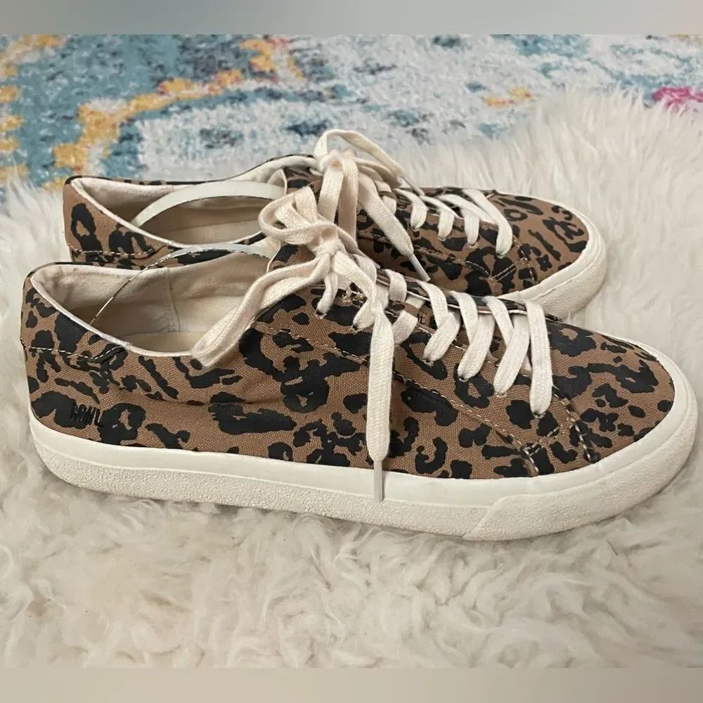 Madewell Sidewalk Low-Top Sneakers in Leopard Print Recycled Canvas Shoes 8.5